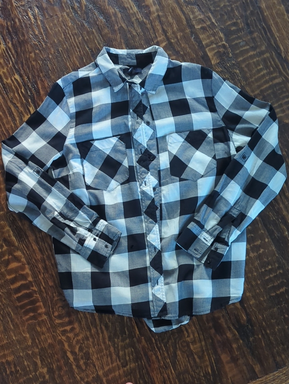 GAP Black and White Plaid Button-Down Shirt